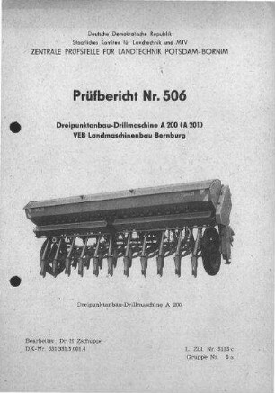 Dreipunktanbau-Drillmaschine A 200 (A201)