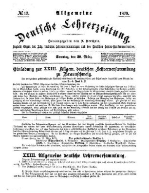 Einladung zur XXIII. Allgem. deutschen Lehrerversammlung zu Braunschweig