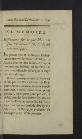 XI. Memoire.