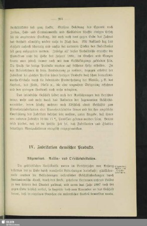 IV. Fabrikation chemischer Produkte