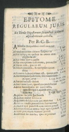 Epitome Regularum Iuris.