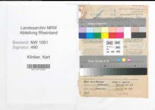 Entnazifizierung Karl Klinker , geb. 03.04.1890 (Kaufmaennischer Angestellter)