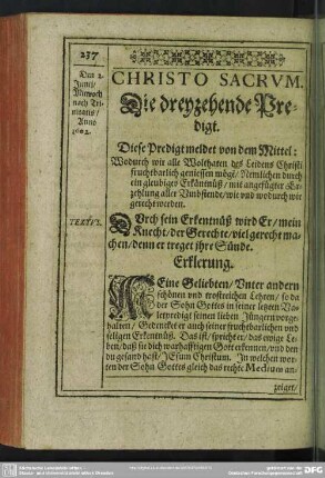 Die dreyzehende Predigt