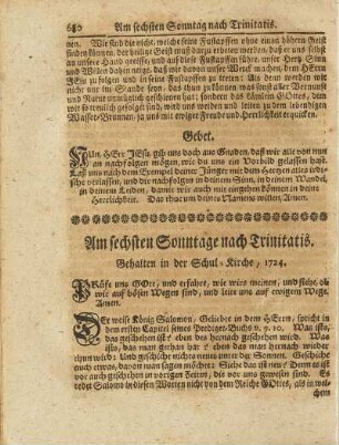 Am sechsten Sonntage nach Trinitatis.