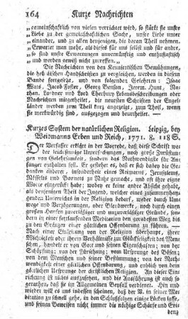 Kurzes System der natürlichen Religion.
