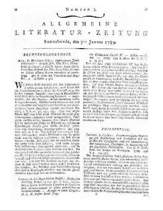 Richter, Zacharias: Institutiones Juris Criminalis Carolino et Saxonico juri accomodatae in usum praelectionum academicarum.- Accessit in calce Constitutio Criminalis Caroli V. - Lemgo : Meyer, 1788
