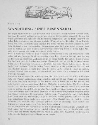 Hans Leip. Wanderung einer Busennadel.