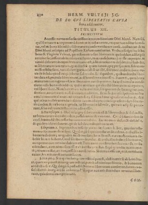 De Eo Cui Libertatis Causa bona addicuntur. Titulus XII.