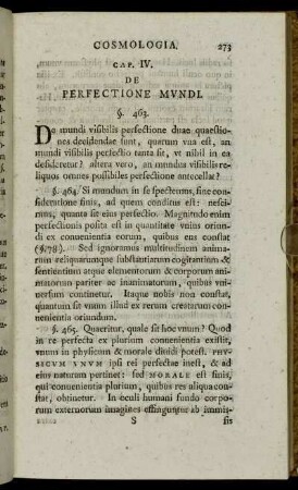 Cap. IV. De Perfectione Mundi