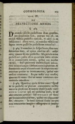 Cap. IV. De Perfectione Mundi