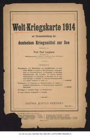 Welt-Kriegskarte 1914 : nach der für Schulzwecke bearbeiteten "Weltverkehrs- und Flotten-Wandkarte"