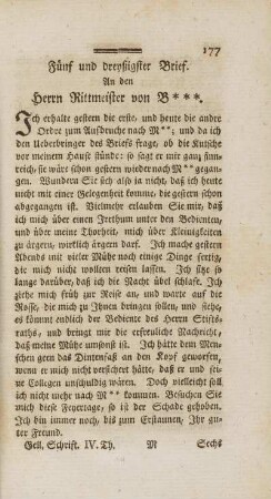 Fünf und dreyßigster Brief. An den Herrn Rittmeister von B***