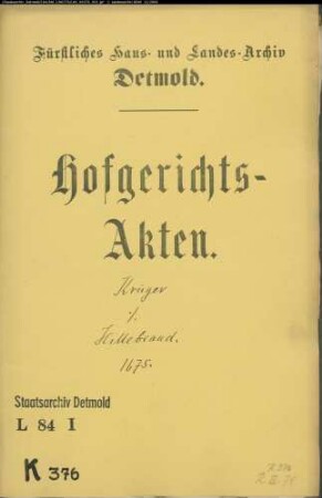 Krüger, Kord gegen Gerd Hillebrands Witwe - Schuldforderung