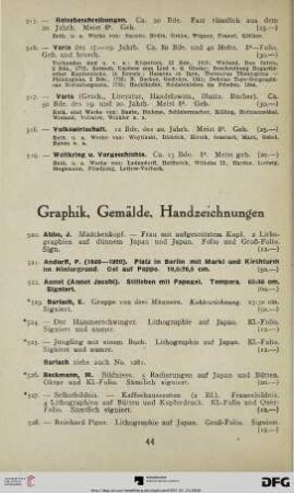 Graphik, Gemälde, Handzeichnungen (Nr. 520-1280)
