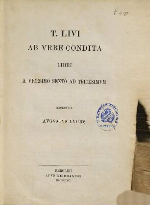 Ab urbe condita : libri a vicesimo sexto ad tricesimum