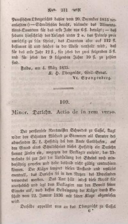 109. Minor. Darlehn. Actio de in rem verso.