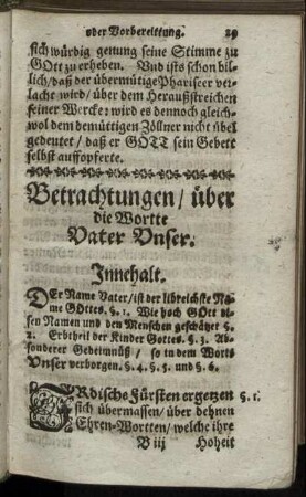Betrachtungen, über die Wortte Vater Unser