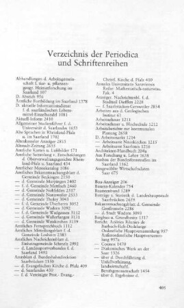 Verzeichnis der Periodica und Schriftenreihen