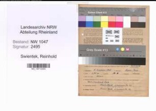 Entnazifizierung Reinhold Swientek , geb. 05.12.1908 (Chemiewerker)