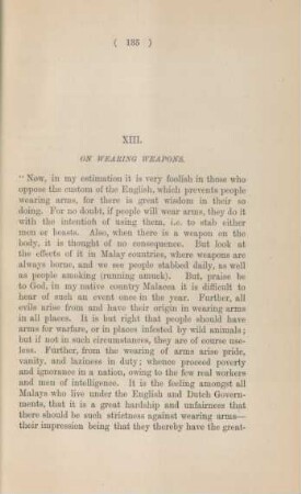 XIII. On wearing weapons