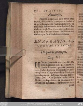Enarratio Secundae Tabulae. De quarto praecepto. Cap. VI.