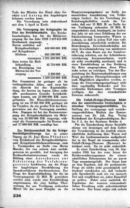 Die Unfall-(Kriegs-)Neurose bildet eins der umstrittensten Streitobjekte in manchen Versorgungsstreitfällen [Kriegsbeschädigten- und Kriegshinterbliebenefürsorge]