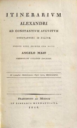 Itinerarium Alexandri ad Constantium Augustum Constantini M. filium