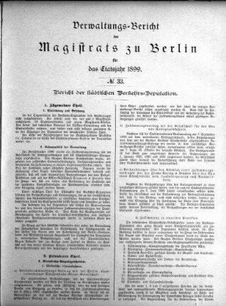 No. 33. Bericht der städtischen Verkehrs-Deputation
