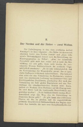 II. Der Norden und der Süden - zwei Welten.