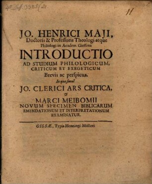 Introductio ad studium philologicum, criticum et exegeticum