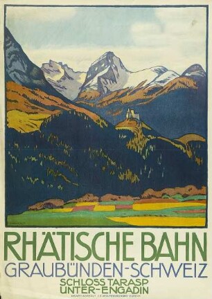 Rhätische Bahn. Graubünden-Schweiz. Schloss Tarasp, Unter-Engadin
