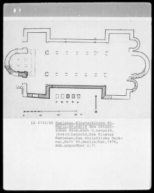 Grundriss des ottonischen Baus des Benediktinerklosters Sankt Maria