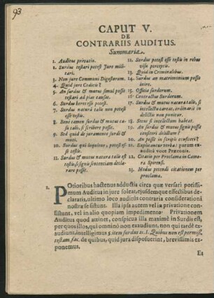Caput V. De Contrariis Auditus.