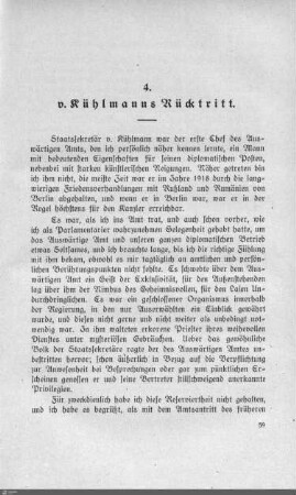 4. v. Kühlmanns Rücktritt.