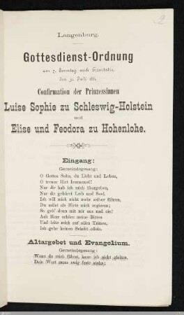 Gottesdienst-Ordnung