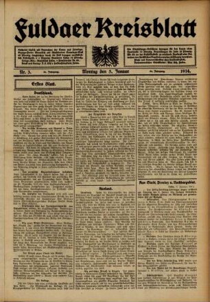 Ausgabe vom Montag, den 05. Januar 1914.