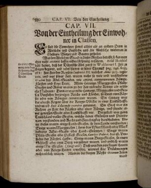 Cap. VII. Von der Eintheilung der Einwohner in Classen.
