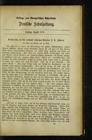Erinnerung an den weiland Seminar-Director J. H. Schüren : ein Wort des Dankes und der Bitte