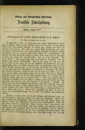 Erinnerung an den weiland Seminar-Director J. H. Schüren : ein Wort des Dankes und der Bitte