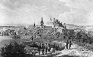 Stadtansicht von Frauenstein, von Süden gesehen : Stadtansicht von Frauenstein, von Süden gesehen. Aquarell; 18,5 x 30 cm. 1856