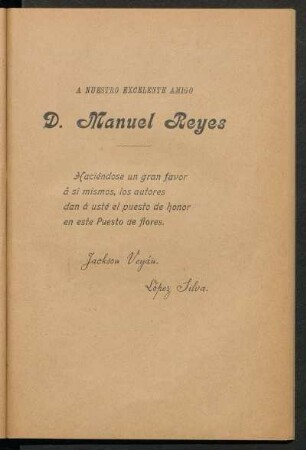 [Dedicatoria] A D. Manuel Reyes