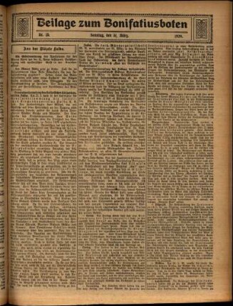Zweite Ausgabe vom Sonntag, den 31. März 1929.