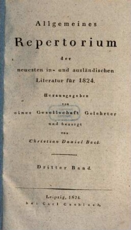 Allgemeines Repertorium der neuesten in- und ausländischen Literatur. 1824,3, 1824, 3