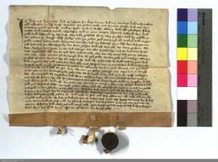 Volpracht Hose, Ritter, stiftet der Pfarrei Marburg zu einem Seelgeräte elf Schilling Pfenniggeldes Zins von seinem Hof zu Ockershausen.