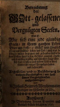 Betrachtungen der Gott-gelassenen und Vergnügten Seelen
