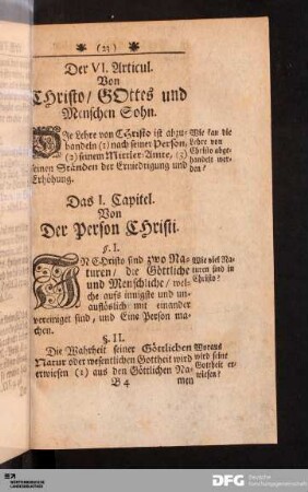 Der VI. Articul. Von CHristo/ GOttes und Menschen Sohn.