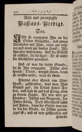 572-592, Acht und zwanzigste Passions-Predigt
