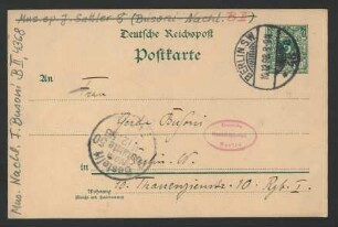 Postkarte an Gerda Busoni : 10.12.1898