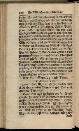 Am VIII. Sonntag nach Trinit. Epist. Rom. VIII. - Am XVI. Sonntag nach Trinit. Epist. Eph. III.