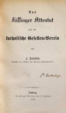 Das Kissinger Attentat und der katholische Gesellen-Verein